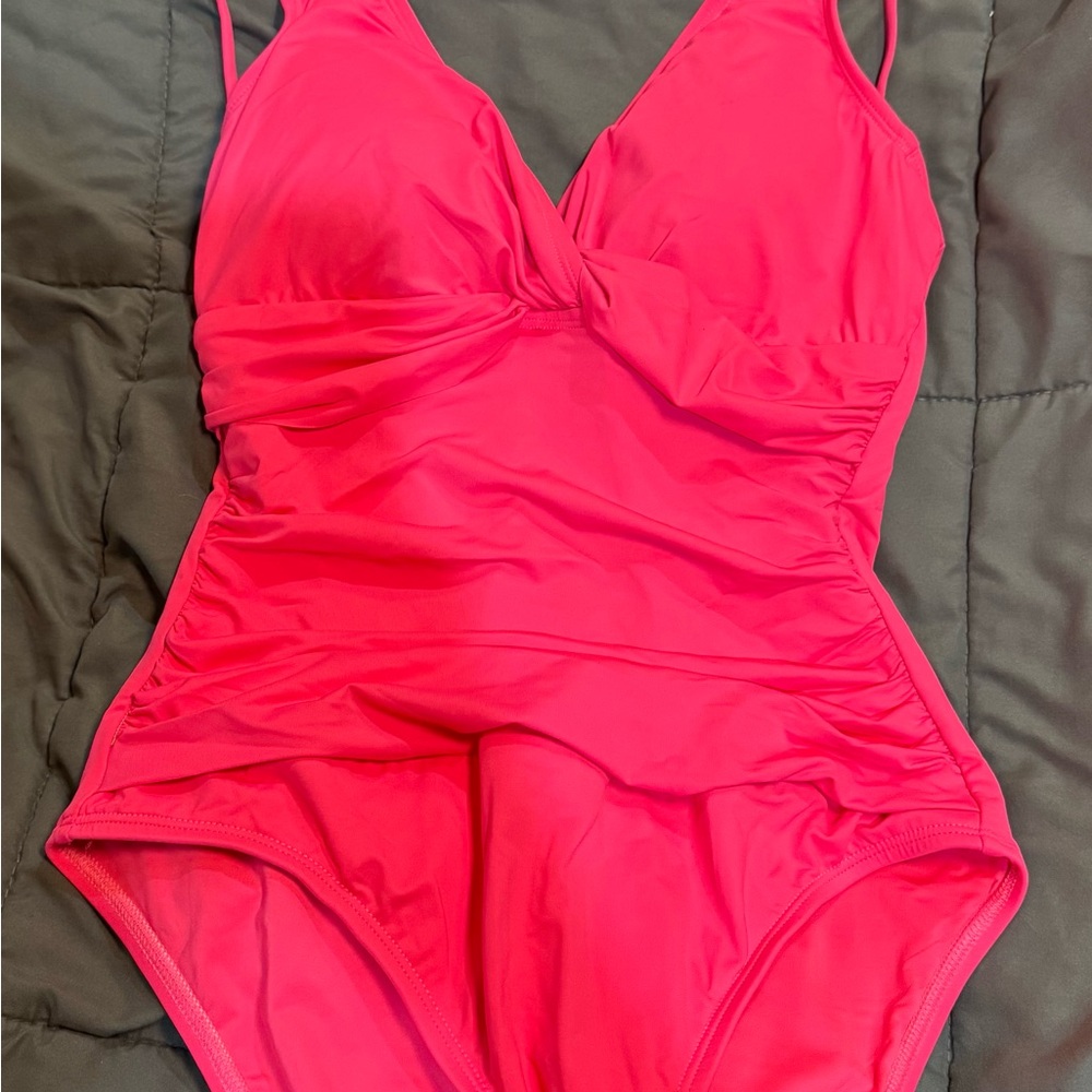 La Blanca Pink One Piece Swimsuit with Sweetheart Neckline